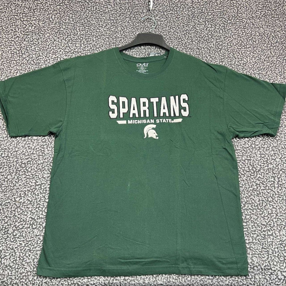 Michigan State Spartans Shirt Men XXL Green OVB Short Sleeve Cotton New 2XL